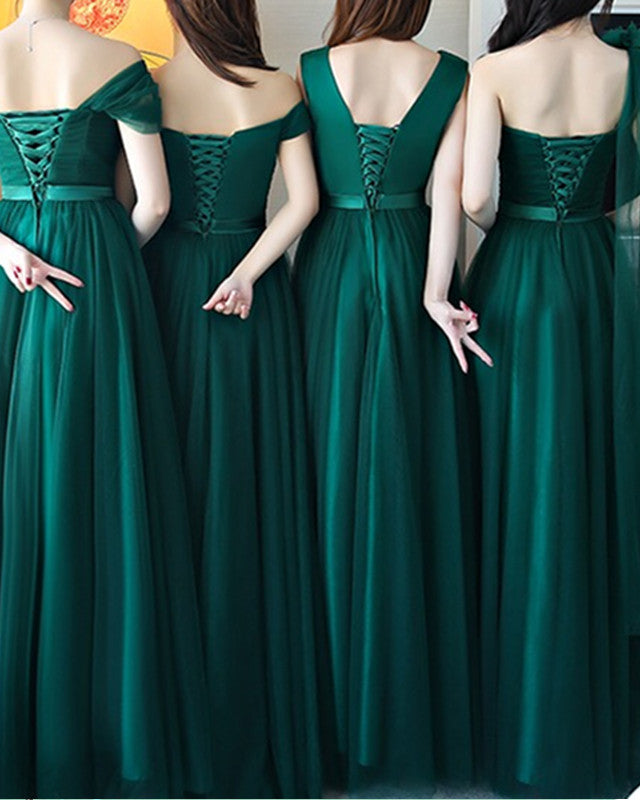 Emerald Green Tulle Bridesmaid Dresses Mismatched