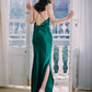 Cowl Neck Open Back Bridesmaid Dresses Satin Split