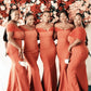 Mermaid Satin Bridesmaid Dresses Tulle Off Shoulder