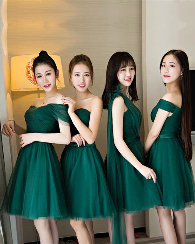 Short Green Bridesmaid Dresses Mismatched
