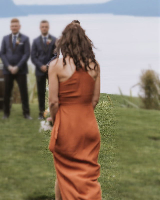 Burnt Orange Bridesmaid Dresses Mismatched