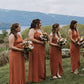 Burnt Orange Bridesmaid Dresses Mismatched