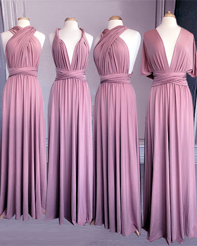 Dusty Rose Bridesmaid Dresses Convertible Chiffon Infinity Dress – Lisposa
