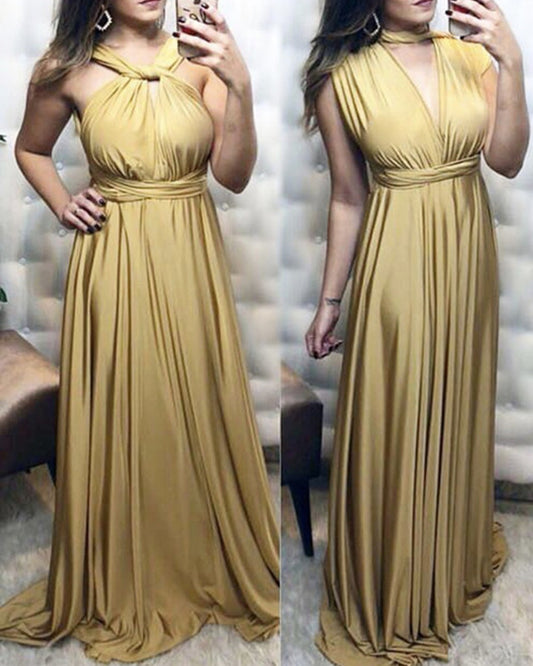 Mustard Gold Convertible Dress