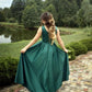 Floor Length Satin Plunge Neck Formal Dress