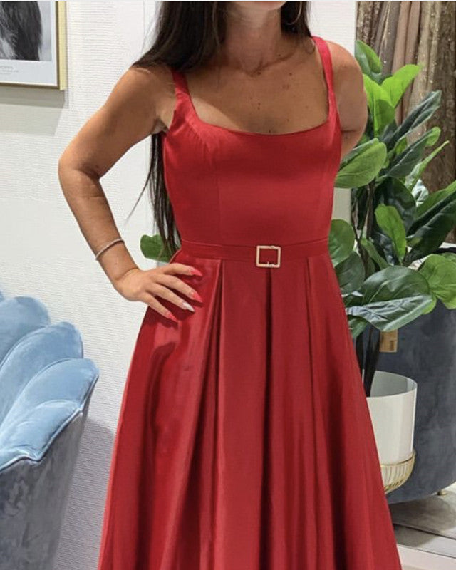 Long Satin Spaghetti Straps Bridesmaid Dresses