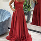 Long Satin Spaghetti Straps Bridesmaid Dresses
