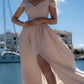 Cold Shoulder Split Chiffon Bridesmaid Dresses Long