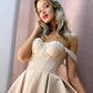 Tea Length Satin Bridesmaid Dresses Sweetheart Corset