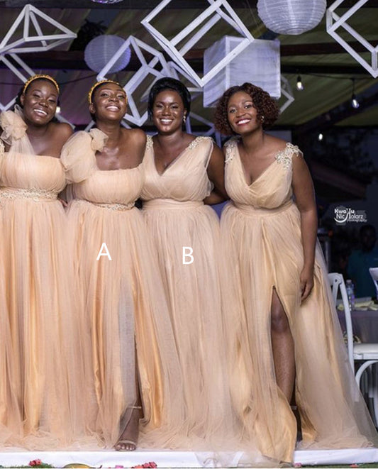 Peach Bridesmaid Dresses Mismatched