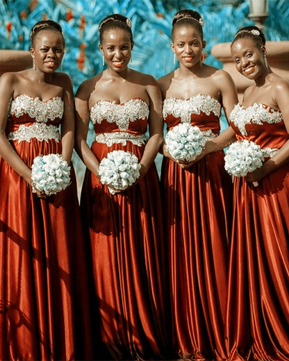 Burnt Orange Bridesmaid Dresses Sweetheart