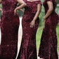 Burgundy Sequins Bridesmaid Dresses
