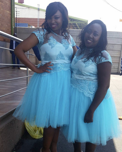 Ice Blue Bridesmaid Dresses Short