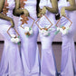 Mermaid Square Neckline Bridesmaid Dresses Satin