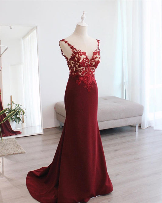 Burgundy Mermaid Prom Gowns