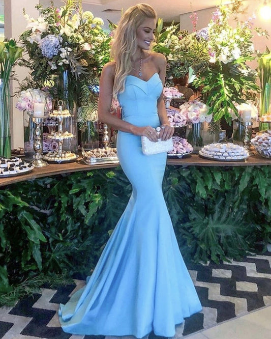 Light Blue Bridesmaid Dresses Mermaid