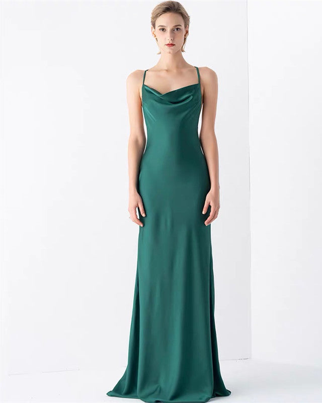 Sexy Mermaid Prom Dresses Cowl Neck Open Back