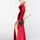 Sexy Long Prom Dresses Ruched Neck Side Split
