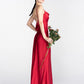 Sexy Long Prom Dresses Ruched Neck Side Split