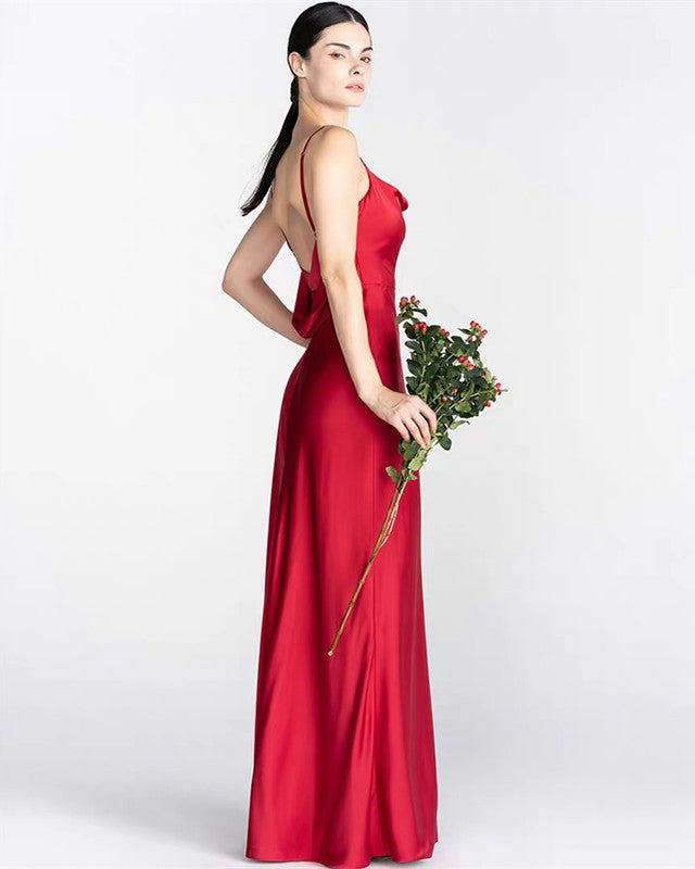 Sexy Long Prom Dresses Ruched Neck Side Split