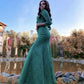 Green Mermaid Lace Prom Dresses
