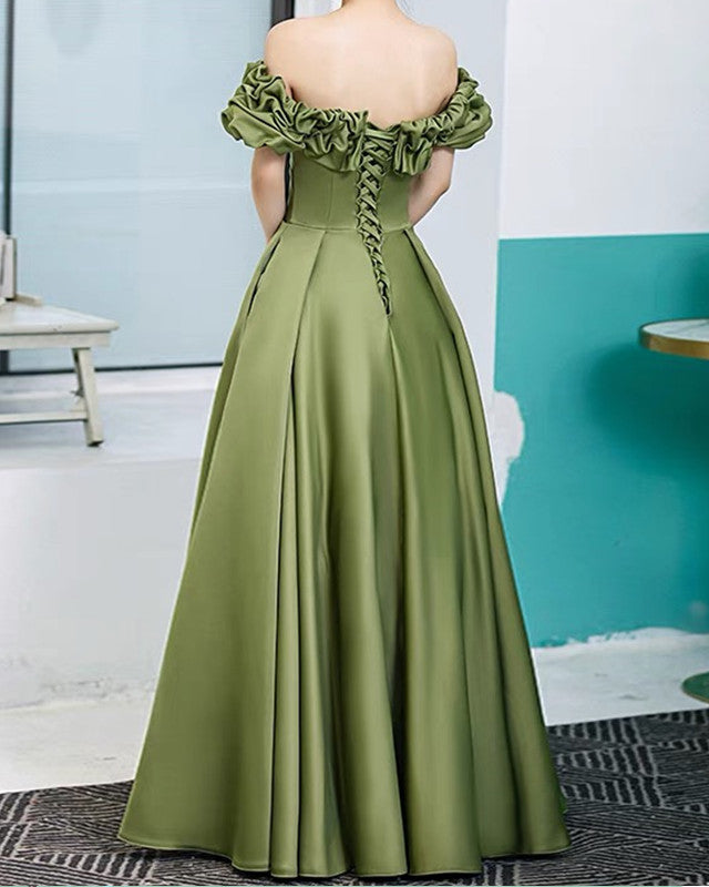 Long Bridesmaid Dresses Moss Green