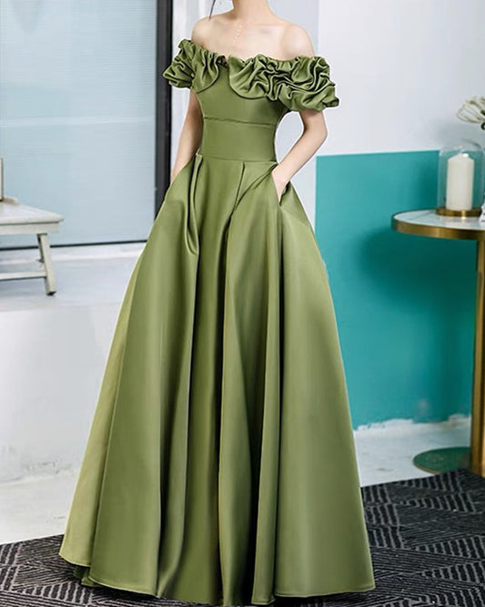 Moss Green Bridesmaid Dresses Satin