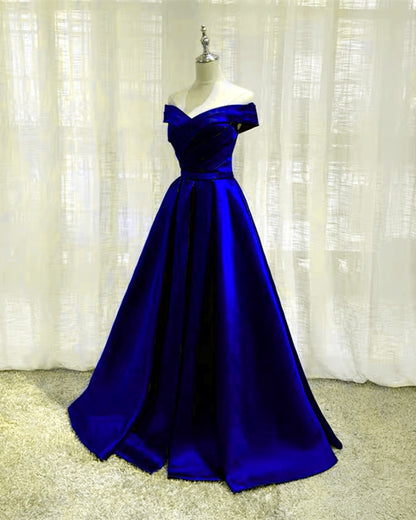 Royal Blue Bridesmaid Dresses Satin Off The Shoulder
