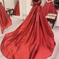 Strapless Ball Gown Satin Dresses Sweep Train