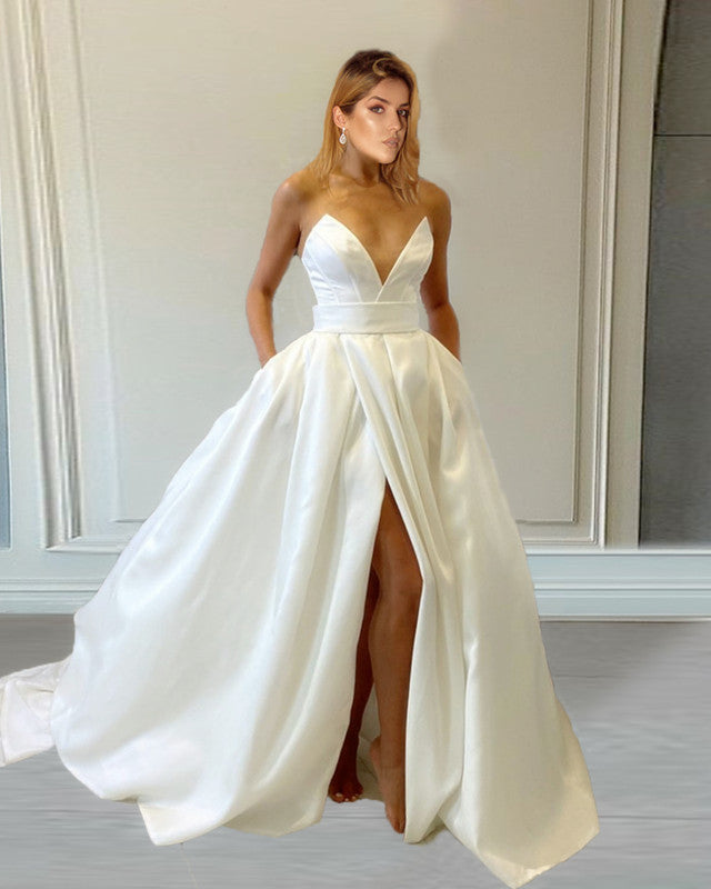 beach wedding dresses with pockets Sleeveless Satin Split Dress – Lisposa Size:US6.5 - IT36.5 height_411_dress Calvin Klein Jerome Dress Why Sierra Is Different