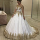 Gold And White Wedding Dress Lace Beaded Off Shoulder