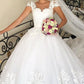 Lace Embroidery Wedding Dress Ball Gown Cap Sleeves