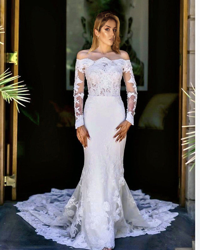 Modest 3/4 Sleeves Ball Gowns Lace Wedding Dresses – alinanova