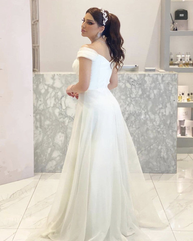 Boho Chiffon Wedding Dresses Off The Shoulder