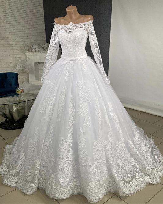 Off The Shoulder Wedding Dresses Long Sleeves