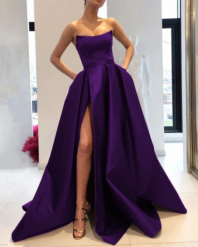 Purple Satin Bridesmaid Dresses