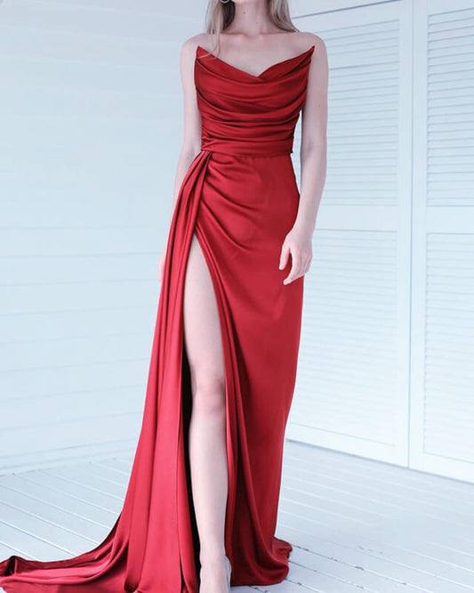 Red Strapless Prom Dresses