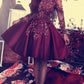 Long Sleeves Homecoming Dresses With 3D Lace Flowers