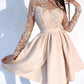 Long Sleeves Champagne Homecoming Dresses