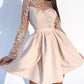 Short Champagne Prom Dresses Long Sleeves