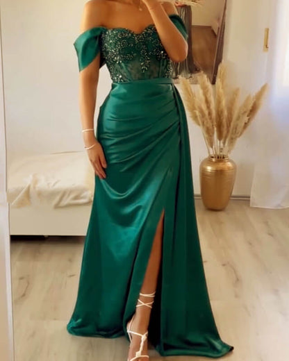 Mermaid Emerald Green Satin Corset Dress Lisposa Mermaid Emerald Green Satin Corset Dress Lisposa