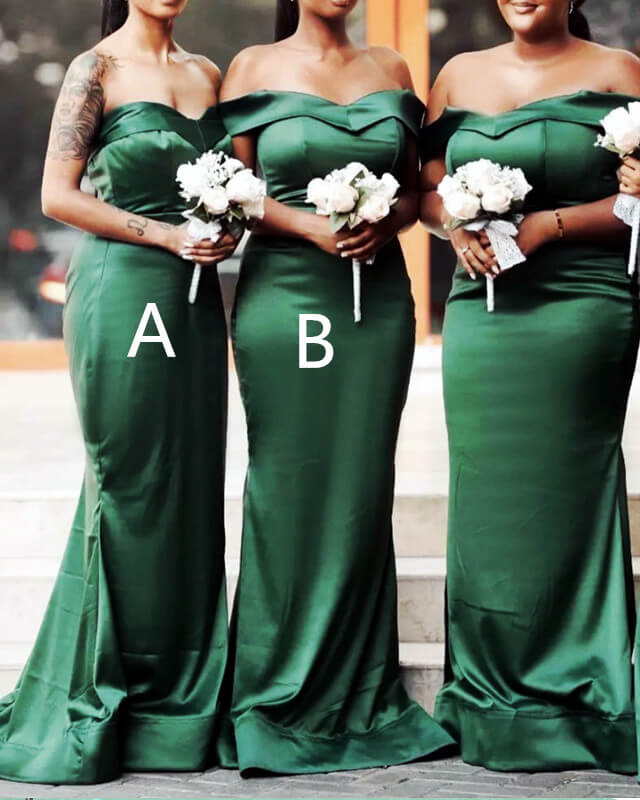 Mermaid Emerald Green Satin Dress For Bridesmaid
