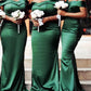 Mermaid Emerald Green Satin Dress For Bridesmaid