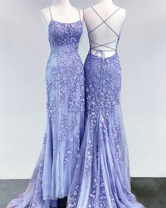 Periwinkle Prom Dresses Lace