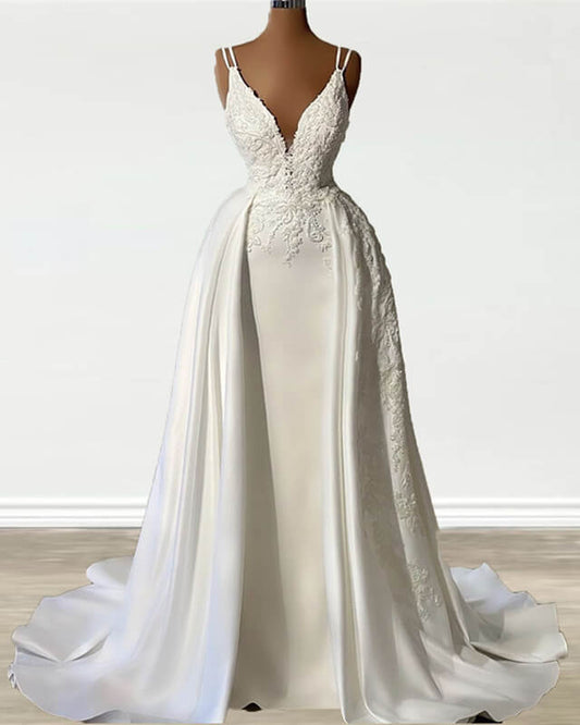 Mermaid V Neck Wedding Dress