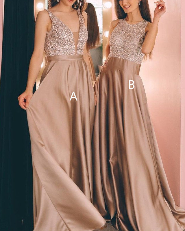 Mismatched Champagne Bridesmaid Dresses Satin