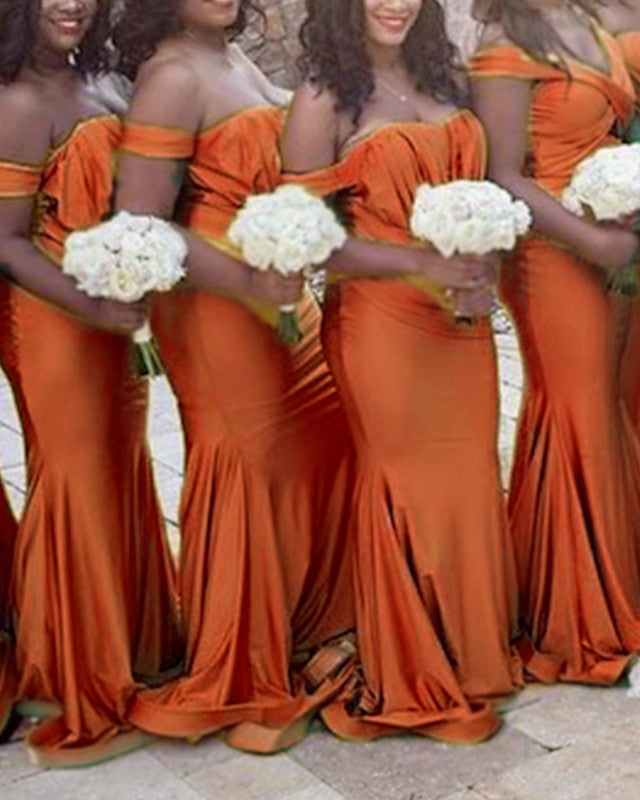 Rust Orange Bridesmaid Dresses Mermaid