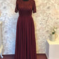 Modest Chiffon Bridesmaid Dresses Lace Short Sleeves