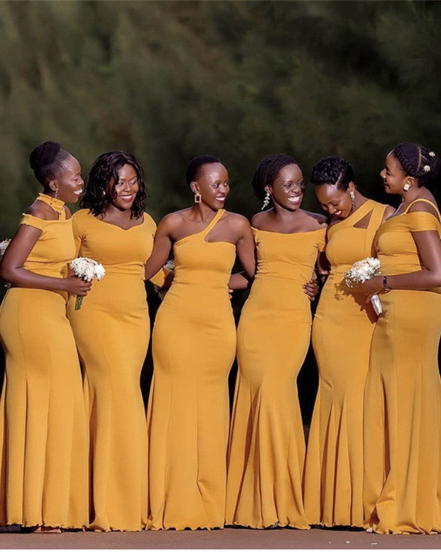 Mustard Yellow Bridesmaid Dresses Mermaid Mismatched – Lisposa