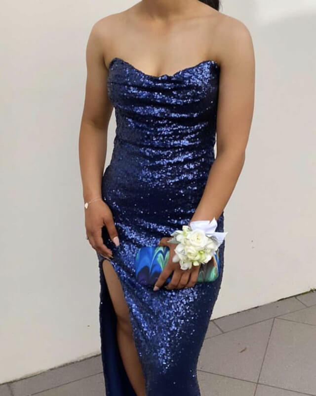 Mermaid Sequin Bridesmaid Dresses Strapless Split